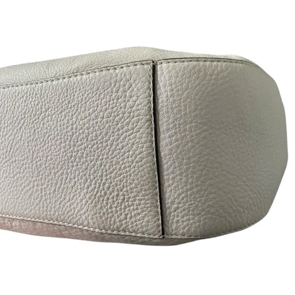 Michael Kors Leather Hobo Bag Shoulder Bag Cream White Gold - Picture 8 of 13